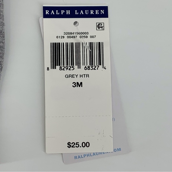 Ralph Lauren NWT Infant Heather Grey Script 'Polo' Logo Short Sleeve Tee, 3M - Picture 12 of 14